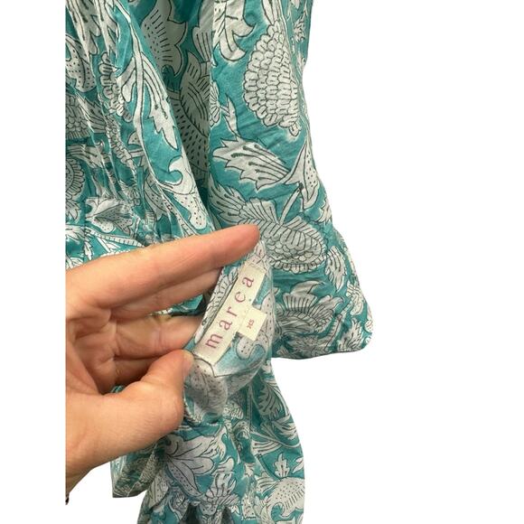 Marea Floral Block Print Puff Sleeve Cotton Top - Picture 4 of 5